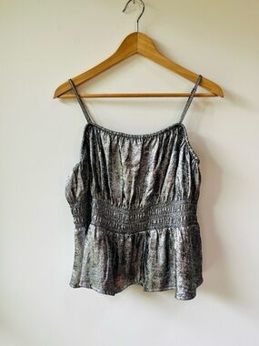 Y2K Metallic Silver Top With Adjustable Spaghetti Straps Old Navy- Size XL